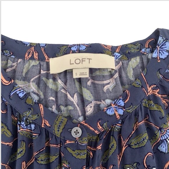 Loft Floral Button Pockets Dress Women Size Small Cap Sleeve Raw Hem Size Small - Picture 3 of 12